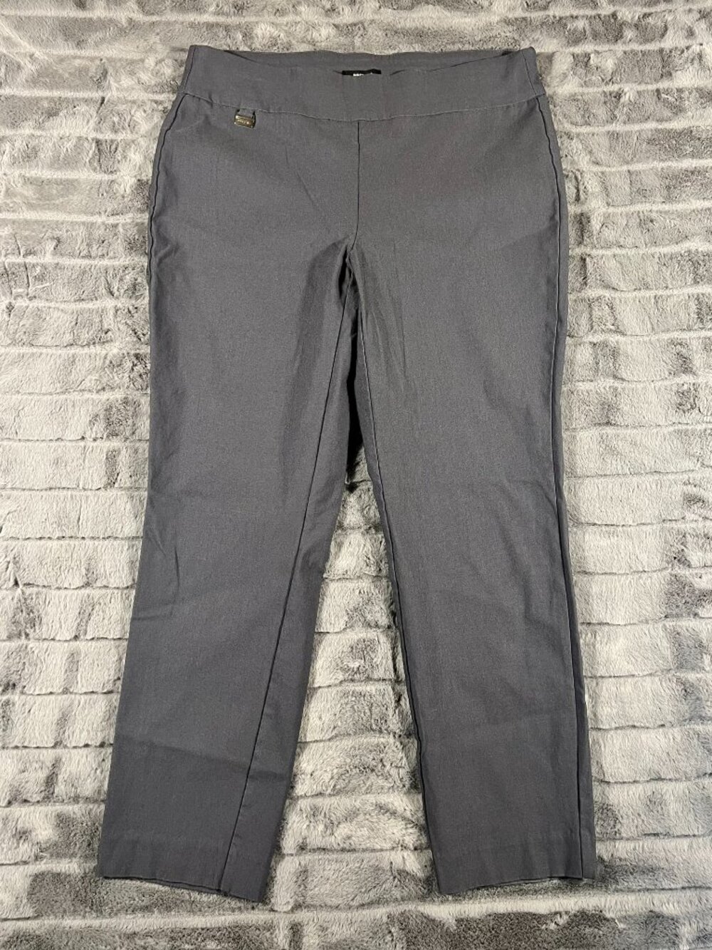 Premise Studio Gray Flat Front Straight Leg Stretch Comfy Pants Large